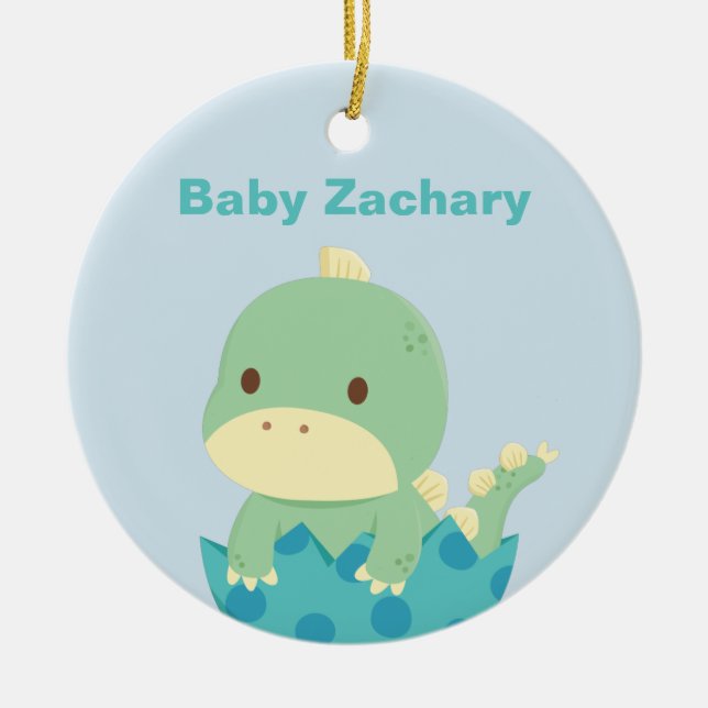Joli bébé dinosaure nouvellement éclos ornement no (Devant)