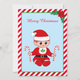 Joli bébé elfe de Noël avec des cannes à bonbons