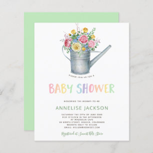 Joli bébé fleuri coloré BUDGET invitation douche