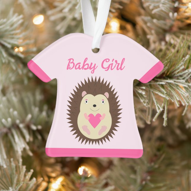 Joli bébé hérisson fille rose Premier Noël (Arbre)