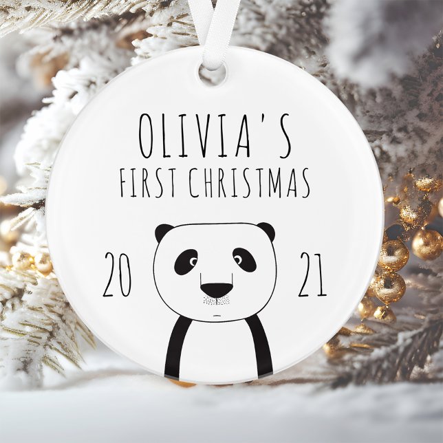 Joli bébé panda premier Noël noir et blanc (Créateur téléchargé)