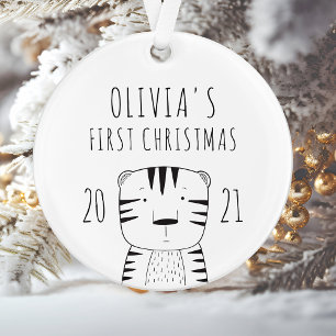 Joli bébé tigre Premier Noël Noir Blanc
