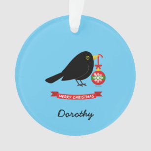 Joli Blackbird Avec Balle De Noël Nom Personnalisé