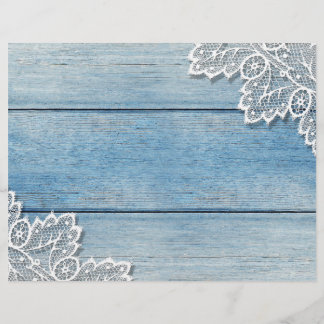 Joli blanc dentelle Denim bleu papier à rebut en b