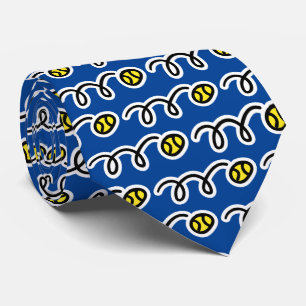 Joli bleu et jaune motif de tennis cravate