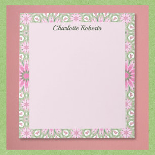 Joli bloc-notes à motif rose et sauge