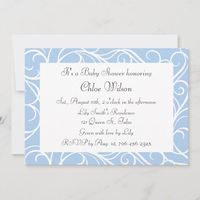 Joli Blue Baby shower des perles Invitation (Devant)