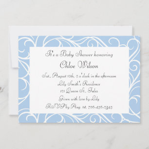 Joli Blue Baby shower des perles Invitation