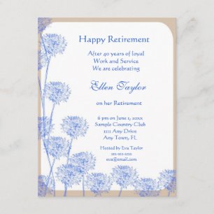 Joli Blue Dandelion Retirement Party Invitation