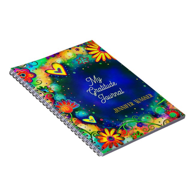 Joli Blue Floral Nom personnalisé Journal de recon (Côté Droit)