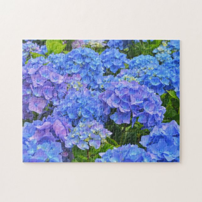 Joli Blue Hydrangea Flower Garden Art Puzzle (Horizontal)