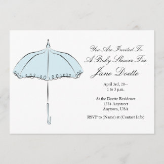 Joli Blue Parasol Douche Invitation