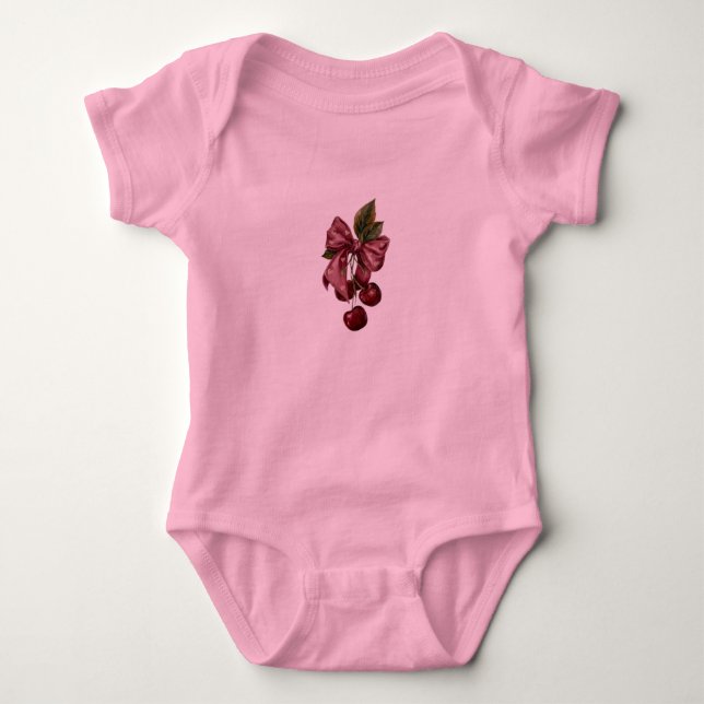 Joli Body Bébé Rose Ruban Cerise Coquette (Devant)