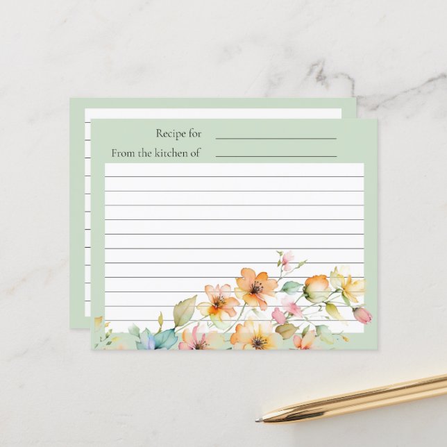 Joli Boho Orange rose Aquarelle Fleurs sauvages (Devant/Arrière en situation)