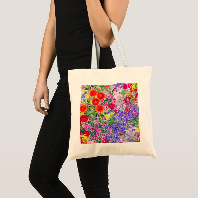 Joli boho printemps été fleuri sac fourre-tout col (Devant (produit))