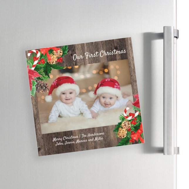Joli bois rustique premier Noël de bébé photo (Créateur téléchargé)