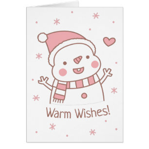 Joli bonhomme de neige heureux avec écharpe, Vœux