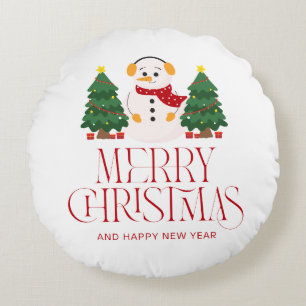 Joli bonhomme de neige Joyeux Noël Coussin de jet