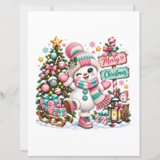 Joli Bonhomme de Neige Rose de Noël