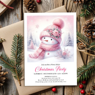 Joli Bonhomme de Neige Rose Invitation de Noël Edi