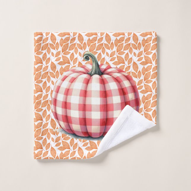 Joli bonjour chute plaid citrouille (Gant de toilette)