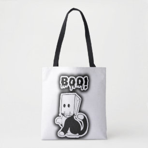 Joli "Boo !" Chat noir avec masque à sac en papier