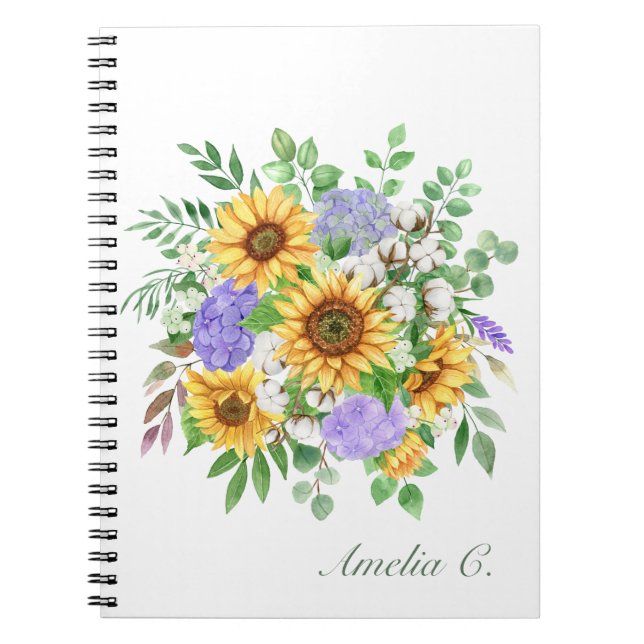 Joli bouquet de tournesol moderne Carnet blanc (Devant)
