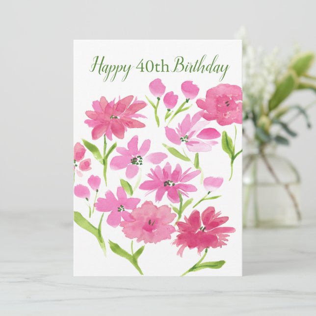 Joli Bouquet Floral Aquarelle Rose (Debout devant)