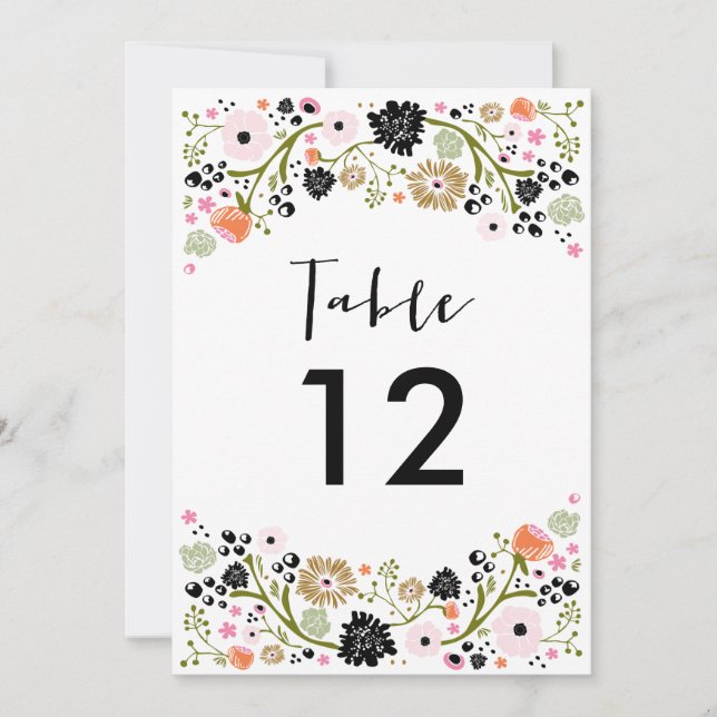 Joli Bouquet Invitation de Numéro de Table de Mari (Devant)