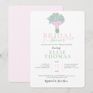 Joli bouquet rose et vert Invitation de la douche 