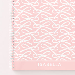 Joli Bow Nom personnalisé Carnet spiral rose