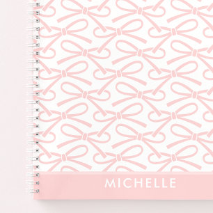 Joli Bow rose Nom personnalisé Carnet spiral