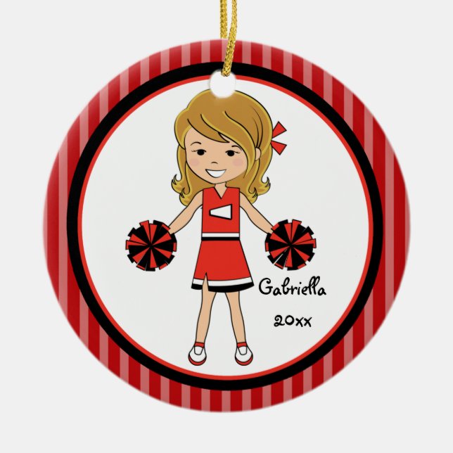 Joli Brown Haired Pom-pom girl Ornement de Noël (Devant)