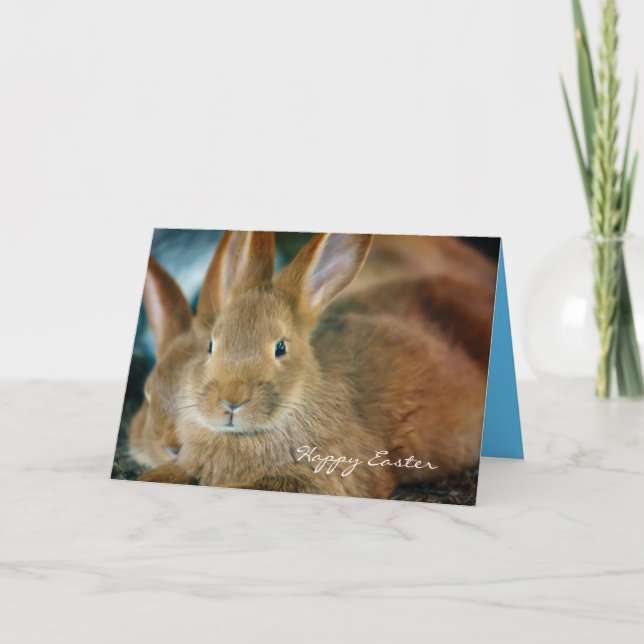 Joli Bunny Brown Carte de Pâques personnalisée (Devant)