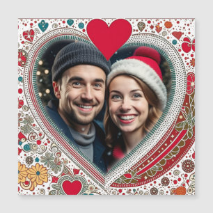 Joli cadre de Coeurs Rouge et Turquoise