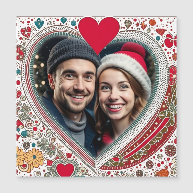 Joli cadre de Coeurs Rouge et Turquoise (Devant)