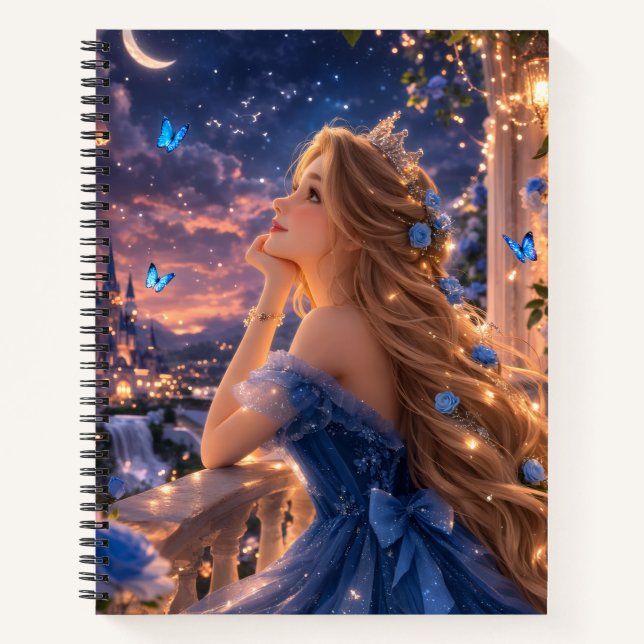 Joli cahier à lignes Princess College bleu (Devant)