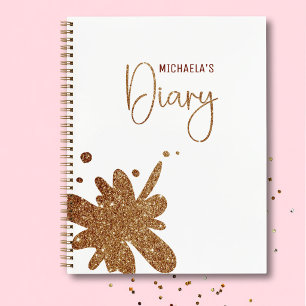 Joli cahier avec éclaboussures de paillettes dorée