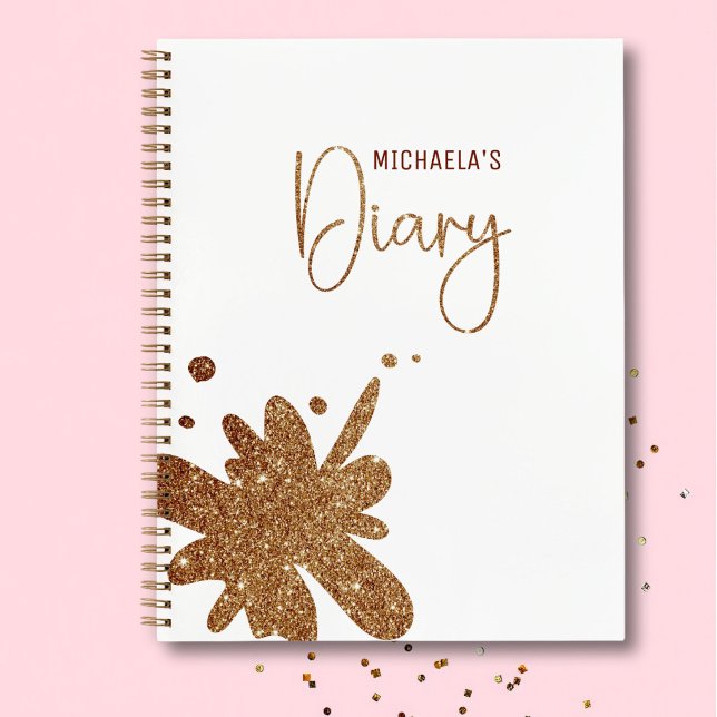 Joli cahier avec éclaboussures de paillettes dorée (Créateur téléchargé)