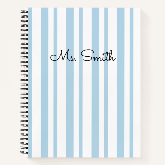 Joli cahier bleu à motif rayé pastel (Devant)