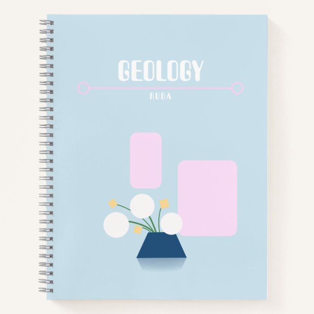 Joli cahier bleu bébé avec des fleurs géométriques (Devant)