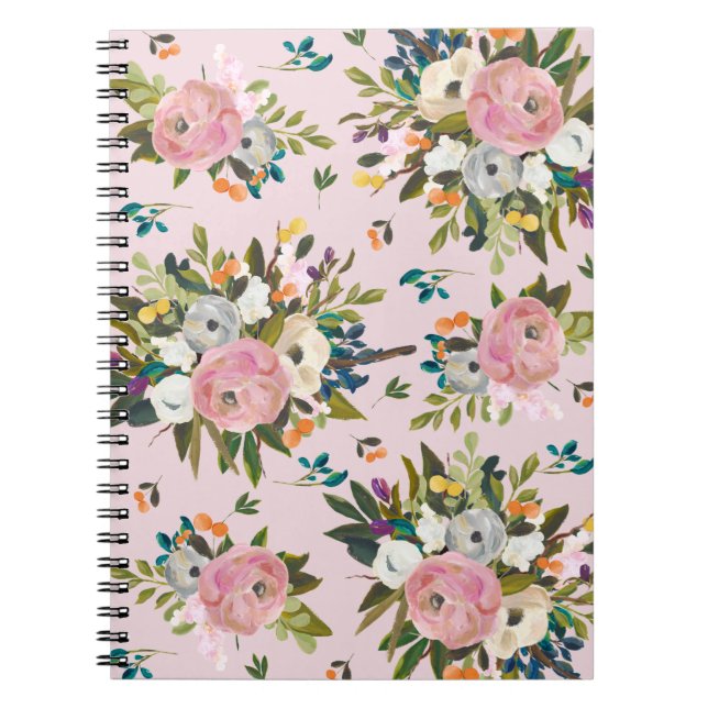 Joli cahier de jardin floral rose (Devant)