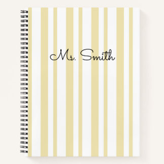 Joli cahier jaune à motif rayé pastel