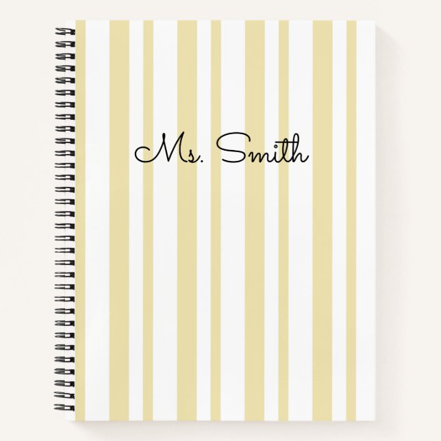 Joli cahier jaune à motif rayé pastel (Devant)