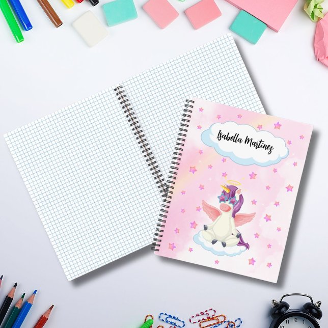 Joli cahier licorne pastel avec des étoiles roses  (Créateur téléchargé)