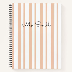 Joli cahier orange à motif rayé pastel