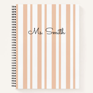 Joli cahier orange à motif rayé pastel