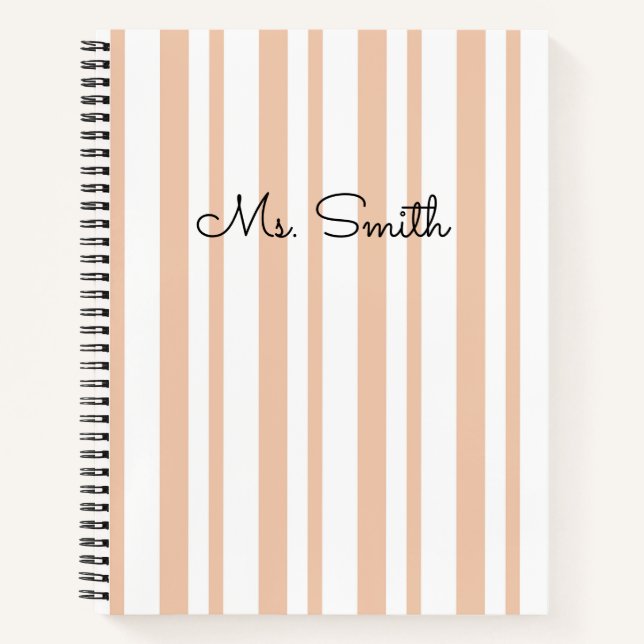 Joli cahier orange à motif rayé pastel (Devant)