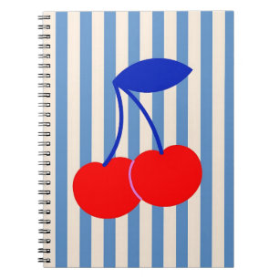 Joli cahier rayé cerise rétro