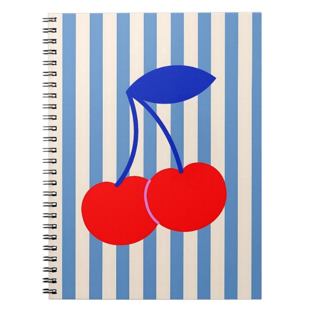 Joli cahier rayé cerise rétro (Devant)